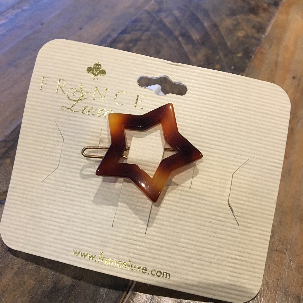 NWT France Luxe Tortoise Star Hair Clip Barrette